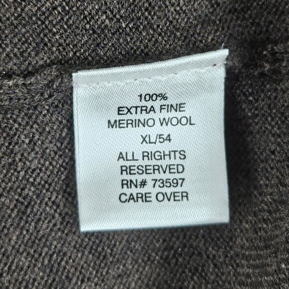 RAFFI Men's Brown 100% Extra Fine Marino Wool Sweater Size XL/54 - Picture 7 of 13